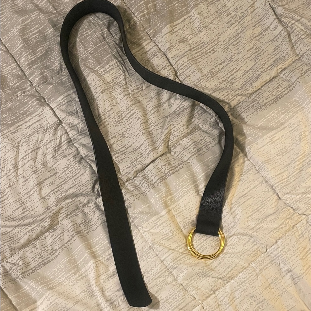 Elegant Black Belt with Gold Buckle